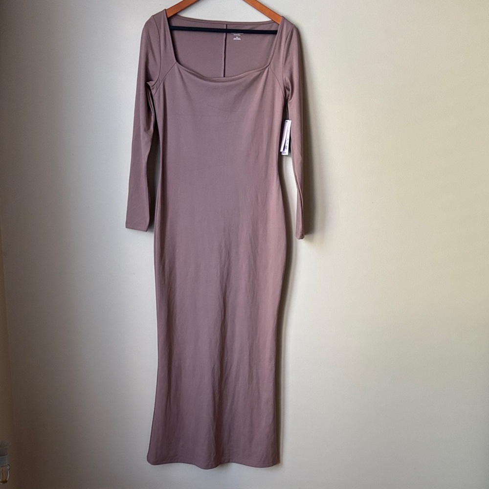 Target NWT White Fable Taupe Butter Bliss Long Sleeve Women’s Dress - Medium